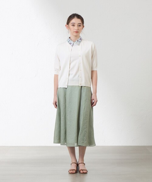 amaca(アマカ)の「【Anniversary Piece】ブライトレーヨン襟付きプルオーバー(ニット/セーター・レディース・ダークネイビー/グリーン/オフホワイト・38)」の14枚目の写真