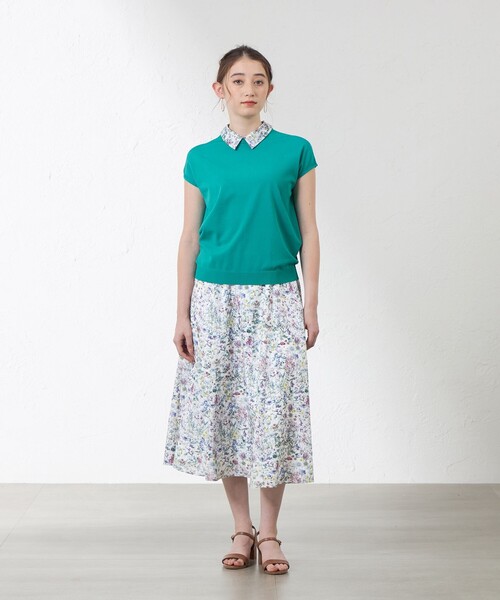 amaca(アマカ)の「【Anniversary Piece】ブライトレーヨン襟付きプルオーバー(ニット/セーター・レディース・ダークネイビー/グリーン/オフホワイト・38)」の16枚目の写真