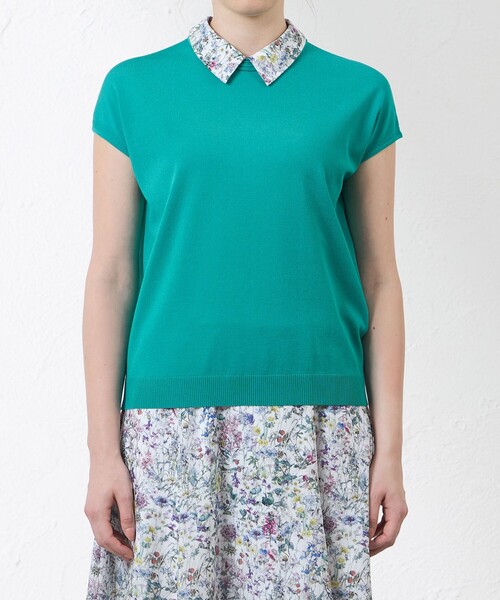 amaca(アマカ)の「【Anniversary Piece】ブライトレーヨン襟付きプルオーバー(ニット/セーター・レディース・ダークネイビー/グリーン/オフホワイト・38)」の17枚目の写真