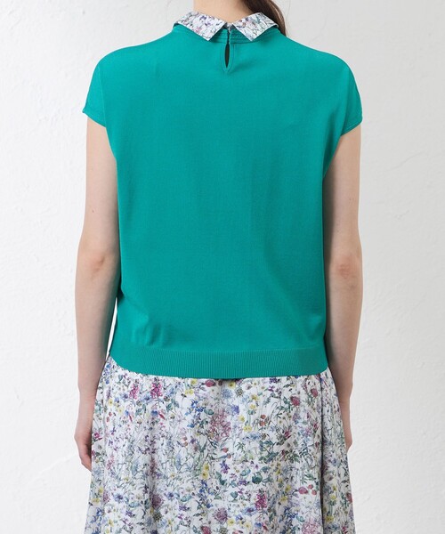 amaca(アマカ)の「【Anniversary Piece】ブライトレーヨン襟付きプルオーバー(ニット/セーター・レディース・ダークネイビー/グリーン/オフホワイト・38)」の8枚目の写真