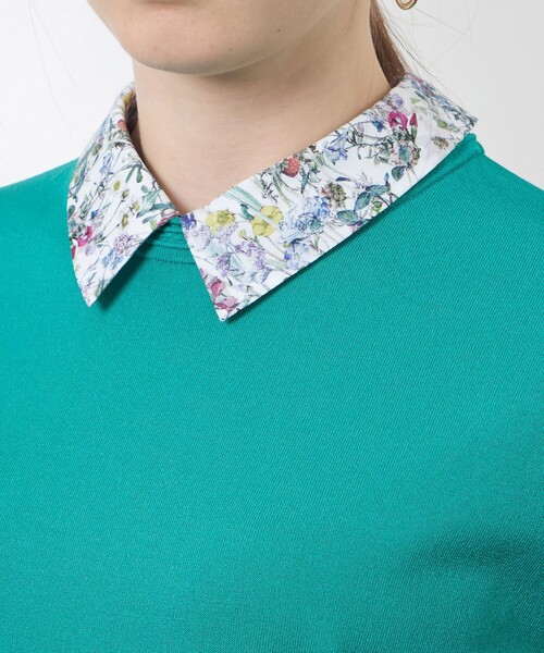 amaca(アマカ)の「【Anniversary Piece】ブライトレーヨン襟付きプルオーバー(ニット/セーター・レディース・ダークネイビー/グリーン/オフホワイト・38)」の11枚目の写真