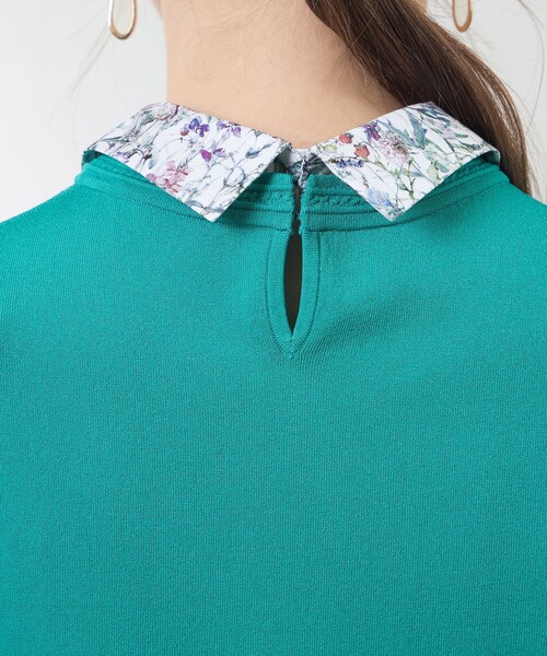 amaca(アマカ)の「【Anniversary Piece】ブライトレーヨン襟付きプルオーバー(ニット/セーター・レディース・ダークネイビー/グリーン/オフホワイト・38)」の12枚目の写真