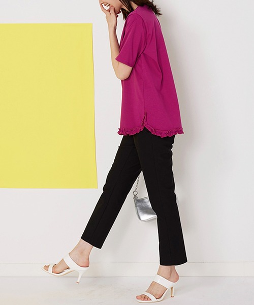 BELLUNA PLUS(ベルーナ)の「リボンモチーフ裾フリルプルオーバー(Tシャツ/カットソー・レディース・フューシャピンク/オフホワイト/ブラック/チャコール・X-LARGE/MEDIUM/LARGE)」の8枚目の写真