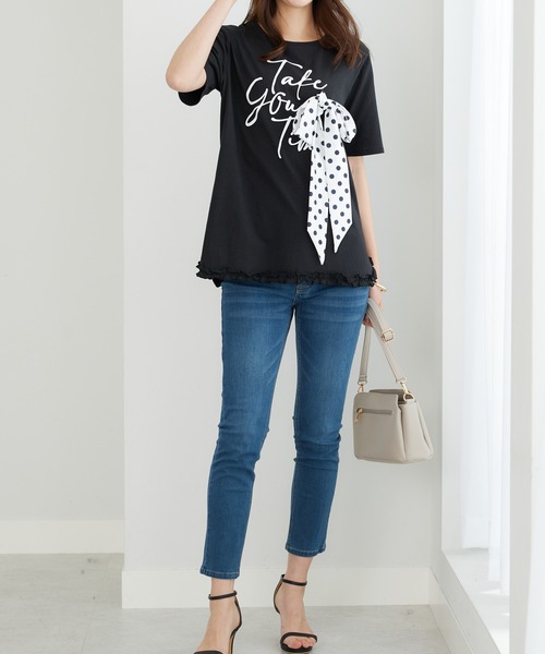 BELLUNA PLUS(ベルーナ)の「リボンモチーフ裾フリルプルオーバー(Tシャツ/カットソー・レディース・フューシャピンク/オフホワイト/ブラック/チャコール・X-LARGE/MEDIUM/LARGE)」の13枚目の写真