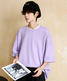 【neos】ルーズシルエット クルーネック サーマル ワッフル ハーフスリーブ Tシャツ