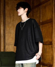 【neos】ルーズシルエット クルーネック サーマル ワッフル ハーフスリーブ Tシャツ