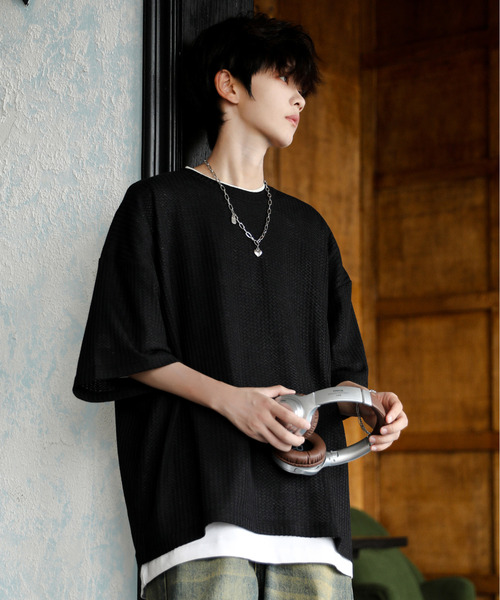 neos(ネオス)の「【neos】ルーズシルエット クルーネック サーマル ワッフル ハーフスリーブ Tシャツ(Tシャツ/カットソー・メンズ・ブルー/ブラック/ライトグレー/グリーン/ラベンダー・MEDIUM/LARGE)」の6枚目の写真