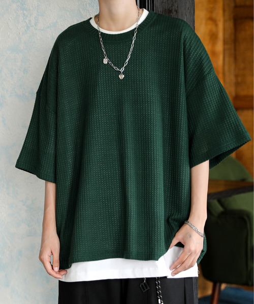 neos(ネオス)の「【neos】ルーズシルエット クルーネック サーマル ワッフル ハーフスリーブ Tシャツ(Tシャツ/カットソー・メンズ・ブルー/ブラック/ライトグレー/グリーン/ラベンダー・MEDIUM/LARGE)」の16枚目の写真