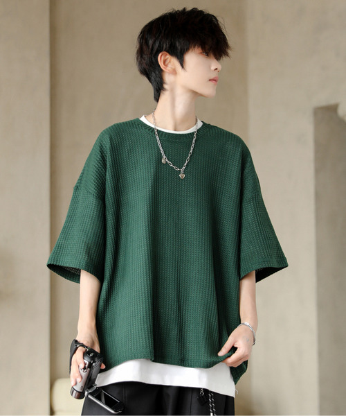 neos(ネオス)の「【neos】ルーズシルエット クルーネック サーマル ワッフル ハーフスリーブ Tシャツ(Tシャツ/カットソー・メンズ・ブルー/ブラック/ライトグレー/グリーン/ラベンダー・MEDIUM/LARGE)」の17枚目の写真