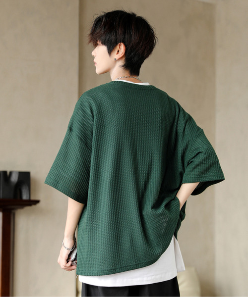 neos(ネオス)の「【neos】ルーズシルエット クルーネック サーマル ワッフル ハーフスリーブ Tシャツ(Tシャツ/カットソー・メンズ・ブルー/ブラック/ライトグレー/グリーン/ラベンダー・MEDIUM/LARGE)」の19枚目の写真