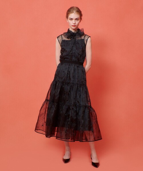 LOULOU WILLOUGHBY】オーガンジーフラワー刺繍スカート