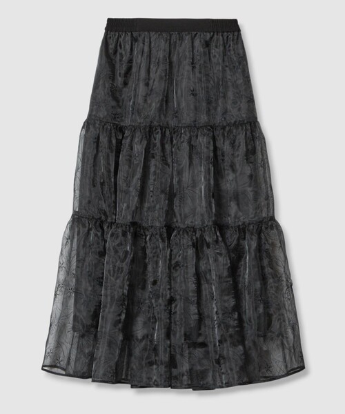 LOULOU WILLOUGHBY】オーガンジーフラワー刺繍スカート（スカート