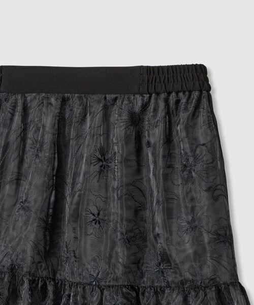 LOULOU WILLOUGHBY】オーガンジーフラワー刺繍スカート