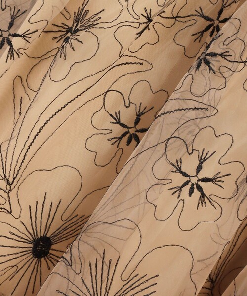 LOULOU WILLOUGHBY】オーガンジーフラワー刺繍スカート（スカート