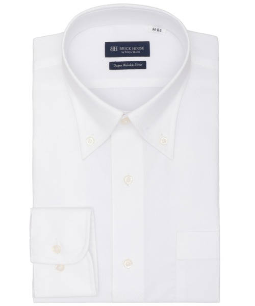 TOKYO SHIRTS(トウキョウシャツ)の「【超形態安定】 形態安定ノンアイロン ボタンダウン 長袖ビジネスワイシャツ(ビジネスシャツ・メンズ・ホワイト・首回り39cm-裄丈80cm/首回り41cm-裄丈82cm/首回り41cm-裄丈86cm/首回り42cm-裄丈82cm/首回り43cm-裄丈82cm/首回り37cm-裄丈80cm/首回り37cm-裄丈84cm/首回り39cm-裄丈84cm/首回り42cm-裄丈86cm/首回り43cm-裄丈86cm)」の1枚目の写真