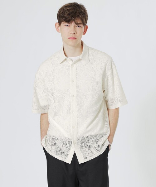 LOVELESS(ラブレス)の「ペイズリーレースショートスリーブシャツ(シャツ/ブラウス・メンズ・オフホワイト/ブルー系その他4/ブラック・M/L)」の2枚目の写真