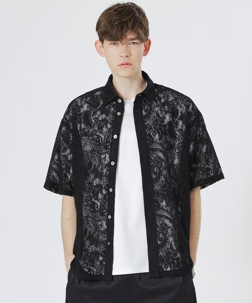 LOVELESS(ラブレス)の「ペイズリーレースショートスリーブシャツ(シャツ/ブラウス・メンズ・オフホワイト/ブルー系その他4/ブラック・M/L)」の3枚目の写真