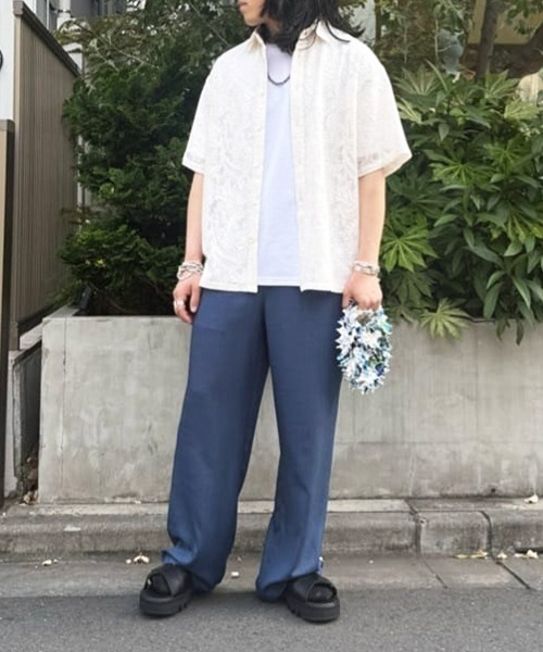 LOVELESS(ラブレス)の「ペイズリーレースショートスリーブシャツ(シャツ/ブラウス・メンズ・オフホワイト/ブルー系その他4/ブラック・M/L)」の4枚目の写真