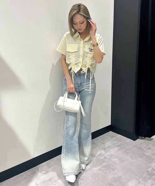 ANAP(アナップ)の「ドロストリボン 半袖シャツ(シャツ/ブラウス・レディース・ホワイト/ブルー/イエロー・FREE)」の13枚目の写真