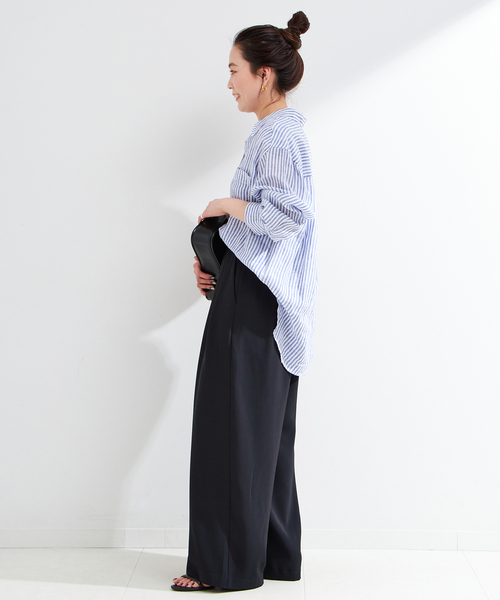 B.C STOCK(ベーセーストック)の「《追加》【WEB限定】ウォッシャブル / タックワイドパンツ(スラックス・レディース・ブラック・SMALL/MEDIUM)」の7枚目の写真