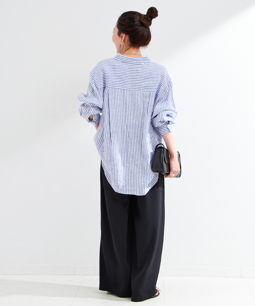 B.C STOCK(ベーセーストック)の「《追加》【WEB限定】ウォッシャブル / タックワイドパンツ(スラックス・レディース・ブラック・SMALL/MEDIUM)」の2枚目の写真