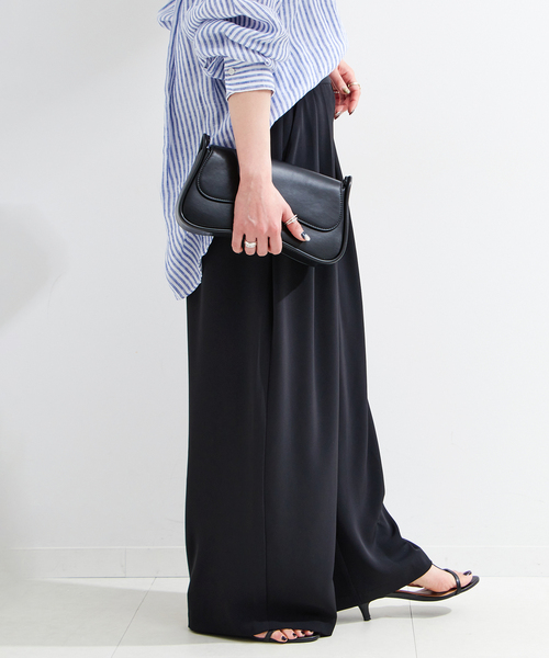 B.C STOCK(ベーセーストック)の「《追加》【WEB限定】ウォッシャブル / タックワイドパンツ(スラックス・レディース・ブラック・SMALL/MEDIUM)」の8枚目の写真
