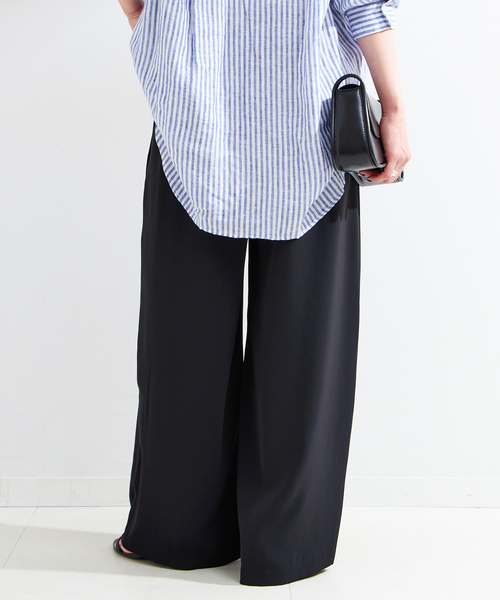 B.C STOCK(ベーセーストック)の「《追加》【WEB限定】ウォッシャブル / タックワイドパンツ(スラックス・レディース・ブラック・SMALL/MEDIUM)」の9枚目の写真