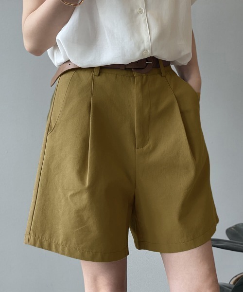 Forcement（フォースメント）の「タックつきハイウエストハーフパンツ ベルト付き（その他パンツ・レディース・ベージュ/ブラック/ホワイト・FREE）」の4枚目の写真