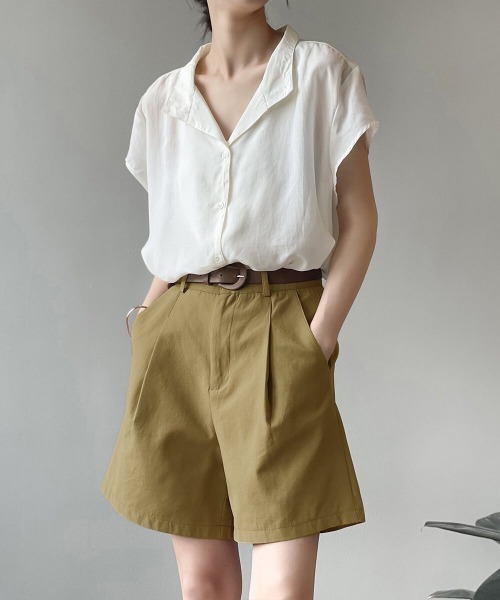 Forcement（フォースメント）の「タックつきハイウエストハーフパンツ ベルト付き（その他パンツ・レディース・ベージュ/ブラック/ホワイト・FREE）」の5枚目の写真