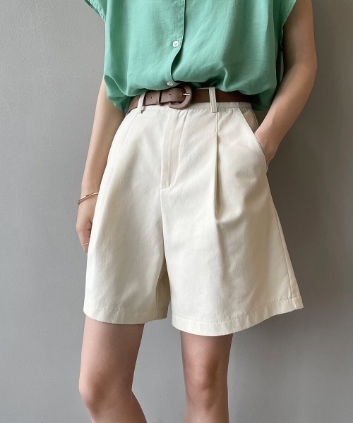 Forcement（フォースメント）の「タックつきハイウエストハーフパンツ ベルト付き（その他パンツ・レディース・ベージュ/ブラック/ホワイト・FREE）」の12枚目の写真