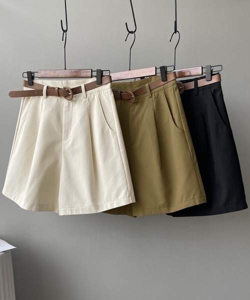 Forcement（フォースメント）の「タックつきハイウエストハーフパンツ ベルト付き（その他パンツ・レディース・ベージュ/ブラック/ホワイト・FREE）」の14枚目の写真