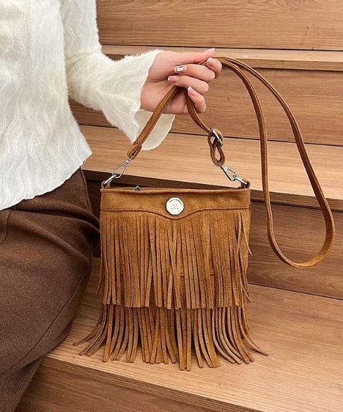 ふるさと納税 ウェスタンフリンジバッグ (マスタード)　牛革 スエード 鞄[F-02700605] 福井県小浜市 ウェスタンフリンジバック | 福井県小浜市 | ふるさと納税サイト「さと