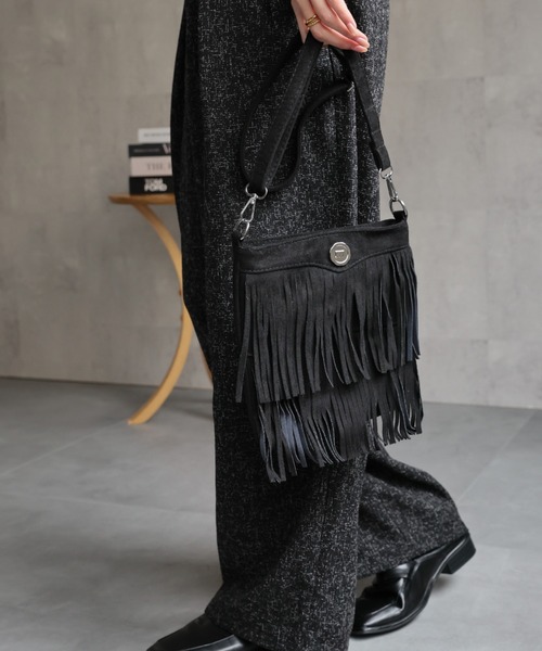 セール】フェイクスエード ウエスタンショルダーバッグ/フリンジバック