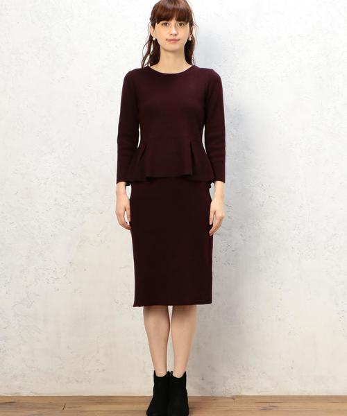 green label relaxing(グリーンレーベルリラクシング)の「CR N/R/W/Pu ペプラムSET UP ワンピース(ワンピース・レディース・ブラック/ワインレッド・フリー)」の13枚目の写真