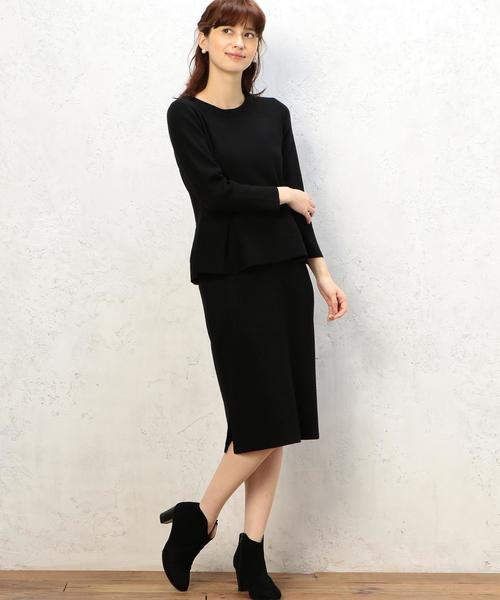green label relaxing(グリーンレーベルリラクシング)の「CR N/R/W/Pu ペプラムSET UP ワンピース(ワンピース・レディース・ブラック/ワインレッド・フリー)」の4枚目の写真