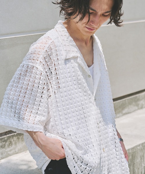 JOURNAL STANDARD(ジャーナルスタンダード)の「アブストラクト レース 半袖 シャツ(シャツ/ブラウス・メンズ・ブラック/ホワイト/ホワイト系その他/ベージュ/ネイビー・MEDIUM/LARGE)」の9枚目の写真