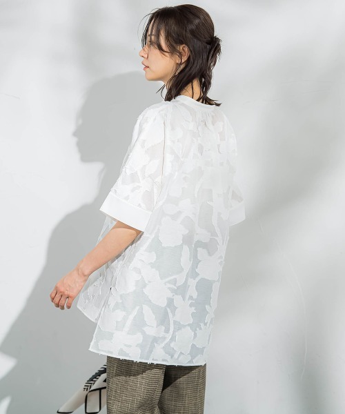 LAUTREAMONT（ロートレアモン）の「シアージャガードブラウス≪手洗い可能≫（シャツ/ブラウス・レディース・グリーン/ホワイト/ブラック・9号）」の2枚目の写真