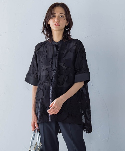 LAUTREAMONT（ロートレアモン）の「シアージャガードブラウス≪手洗い可能≫（シャツ/ブラウス・レディース・グリーン/ホワイト/ブラック・9号）」の3枚目の写真