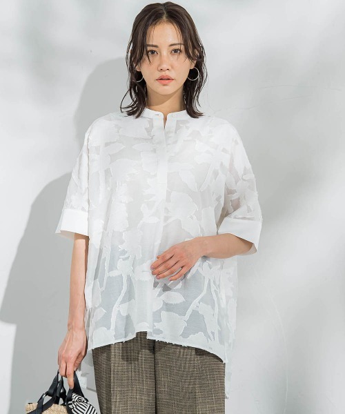 LAUTREAMONT（ロートレアモン）の「シアージャガードブラウス≪手洗い可能≫（シャツ/ブラウス・レディース・グリーン/ホワイト/ブラック・9号）」の6枚目の写真