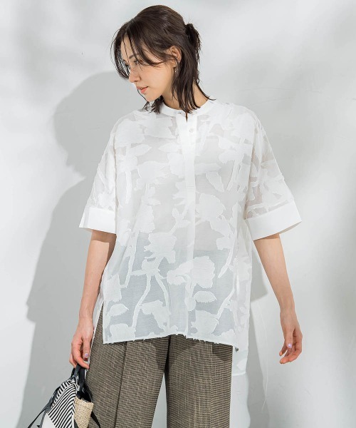 LAUTREAMONT（ロートレアモン）の「シアージャガードブラウス≪手洗い可能≫（シャツ/ブラウス・レディース・グリーン/ホワイト/ブラック・9号）」の4枚目の写真