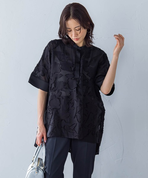 LAUTREAMONT（ロートレアモン）の「シアージャガードブラウス≪手洗い可能≫（シャツ/ブラウス・レディース・グリーン/ホワイト/ブラック・9号）」の14枚目の写真
