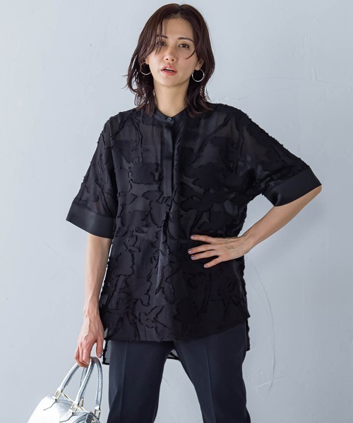LAUTREAMONT（ロートレアモン）の「シアージャガードブラウス≪手洗い可能≫（シャツ/ブラウス・レディース・グリーン/ホワイト/ブラック・9号）」の15枚目の写真