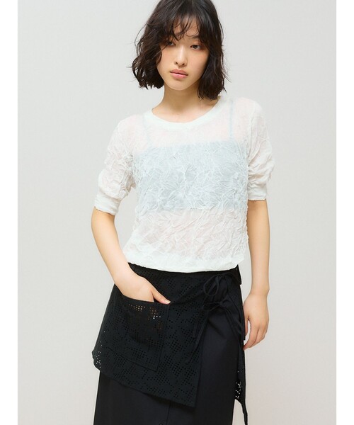 ニット セーター MIDIUMISOLID for Ladies シアーワッシャーショートプルオーバー レディース セール】MIDIUMISOLID for Ladies シアーワッシャーショートプル