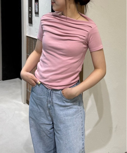 RANCLIC(ランクリック)の「スムースタックTシャツ(Tシャツ/カットソー・レディース・ホワイト/ピンク/ブラック・FREE)」の3枚目の写真