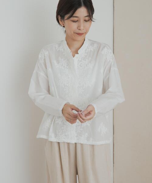 セール】mizuiro ind lacestandcollar wideshirts（シャツ/ブラウス