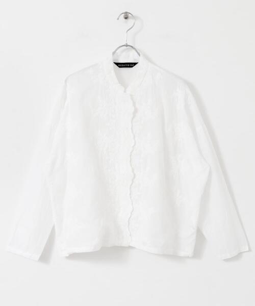 mizuiroind（ミズイロインド）の「mizuiro ind　lacestandcollar wideshirts（シャツ/ブラウス・レディース・ブラック/ライトグレー/オフホワイト・ONE）」の11枚目の写真