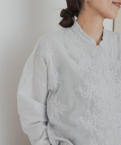 セール】mizuiro ind lacestandcollar wideshirts（シャツ/ブラウス