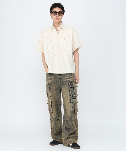 3.3 Field Trip （3.3フィールドトリップ）の「3.3 Field Trip／クラック半袖シャツ（シャツ/ブラウス・メンズ・ブラック/アイボリー・FREE）」の3枚目の写真