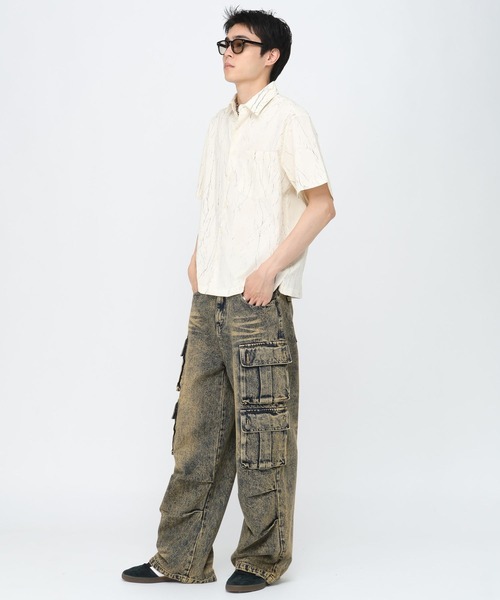 3.3 Field Trip （3.3フィールドトリップ）の「3.3 Field Trip／クラック半袖シャツ（シャツ/ブラウス・メンズ・ブラック/アイボリー・FREE）」の4枚目の写真