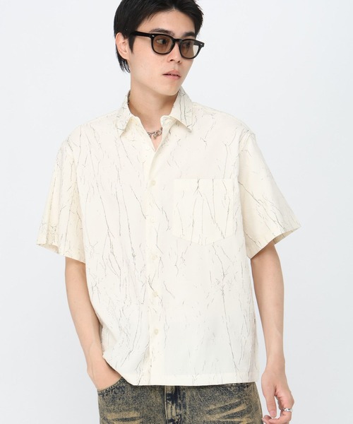 3.3 Field Trip （3.3フィールドトリップ）の「3.3 Field Trip／クラック半袖シャツ（シャツ/ブラウス・メンズ・ブラック/アイボリー・FREE）」の6枚目の写真